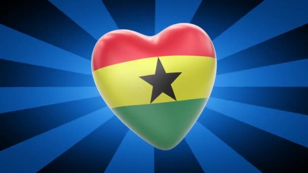 Drapeau République Ghana Forme Cœur — Video