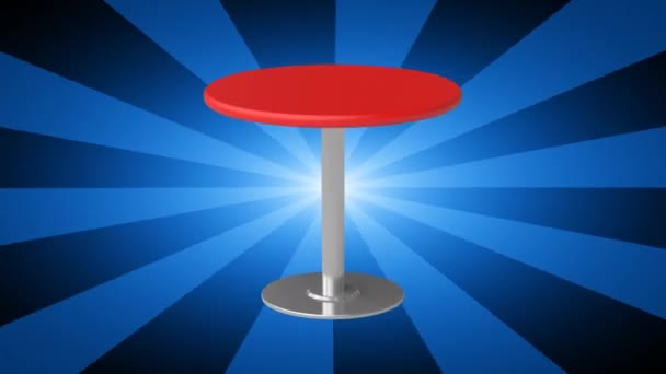 Red Table Blue Striped Background Video — Stock Video