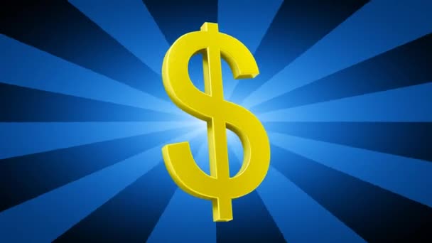 Signo Dólar Sobre Fondo Rayado Azul Vídeo — Vídeo de stock
