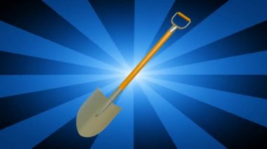 mavi çizgili arka plan üzerinde kürek, 3d video