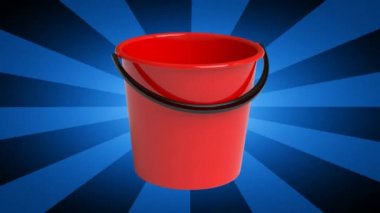 mavi çizgili arka plan üzerinde çöp kutusu, 3d video