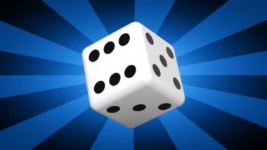 mavi çizgili arka plan üzerinde oyun küpü, 3d video