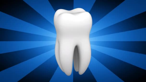 tooth on blue striped background, 3D video