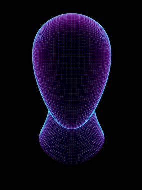 Bir kafanın ızgarası. 3d İllüstrasyon.