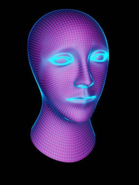 Bir kafanın ızgarası. 3d İllüstrasyon.