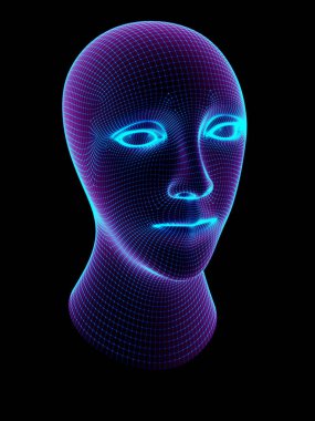 Bir kafanın ızgarası. 3d İllüstrasyon.