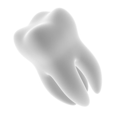 Beyaz arka planda diş. 3D çizim.