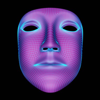 Bir maskenin ızgarası. 3d Görüntü.