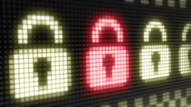 Simgeleri kilitle. Döngü görüntülerinde 4k Çözünürlük ve Kodlayıcı Prores 4444 var. 3d Görüntü.