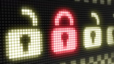 Simgeleri kilitle. Döngü görüntülerinde 4k Çözünürlük ve Kodlayıcı Prores 4444 var. 3d Görüntü.