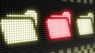 Dosya simgeleri. Döngü görüntülerinde 4k Çözünürlük ve Kodlayıcı Prores 4444 var. 3d Görüntü.