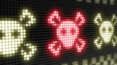 Virüs simgeleri. Döngü görüntülerinde 4k Çözünürlük ve Kodlayıcı Prores 4444 var. 3d Görüntü.