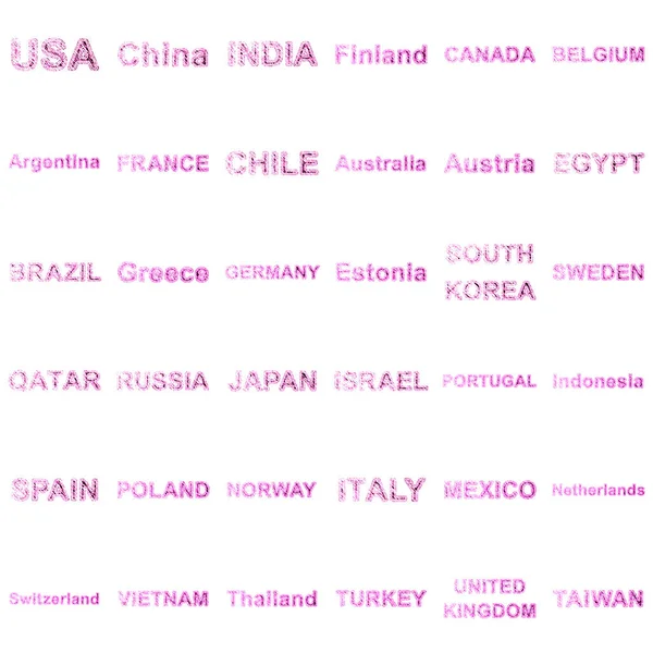 收集这些国家的名称 说明1 — 图库照片