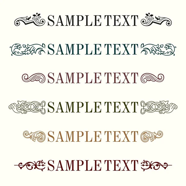 Six Éléments Décoration Texte — Image vectorielle
