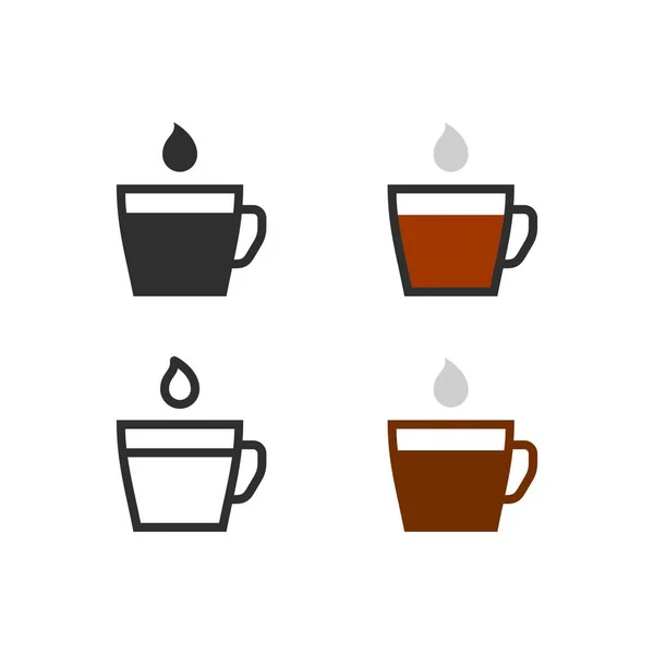 Set Cup Coffee Drop Milk — Stock Vector