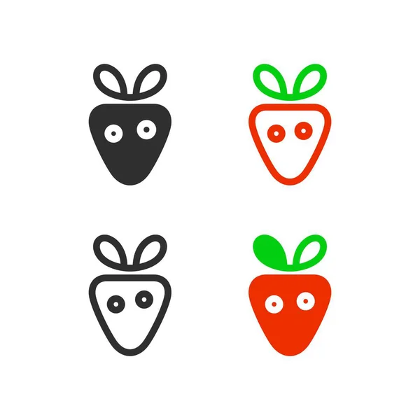 Set Funny Strawberry Icons — Stock Vector