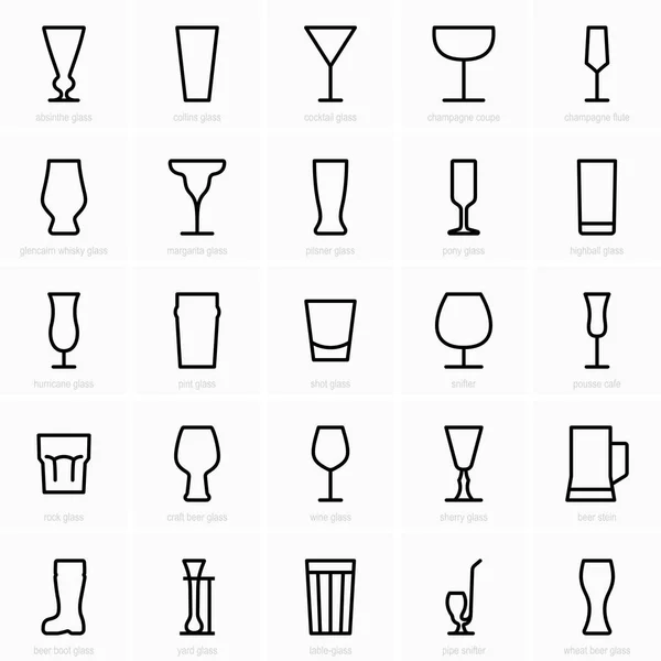 Набір Барних Скляних Піктограм — стоковий вектор