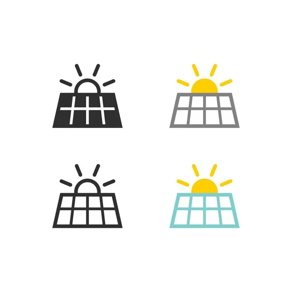 Conjunto Iconos Del Panel Solar — Archivo Imágenes Vectoriales