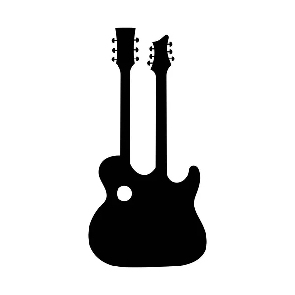 Dupla Nyak Gitár Silhouette — Stock Vector