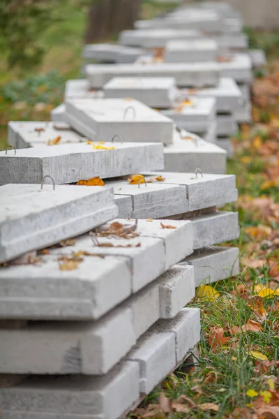 Stacked building blocks, paving flagstones before tile laying — Stock Image Stacked Building Blocks Paving Flagstones Tile Laying Royalty Free Stock Images