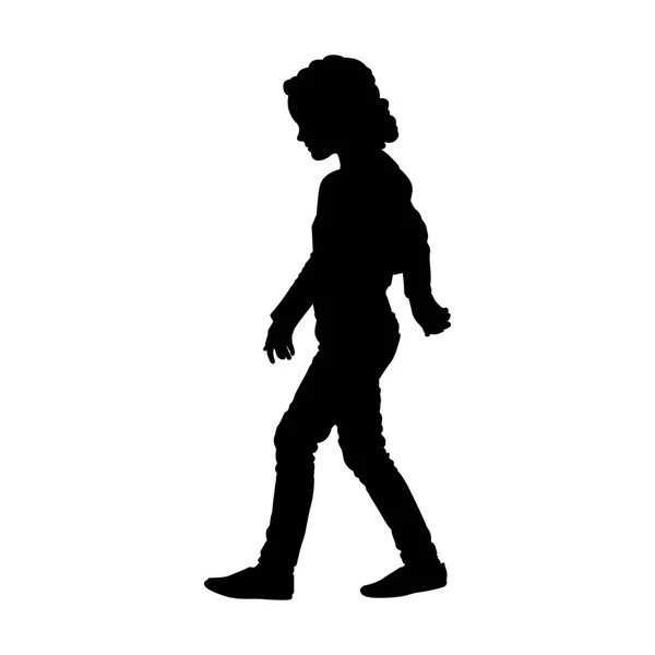 Pieni Tyttö Kävelee Siluetti — vektorikuva