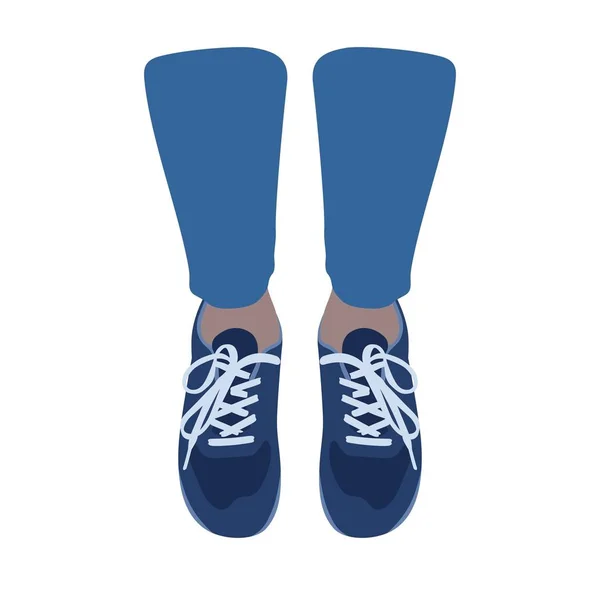 Spor Ayakkabı Üstten Görünüm Bacaklarda Atak — Stok Vektör