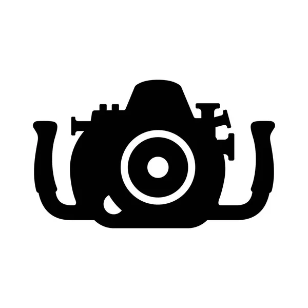 Underwater Professional Camera Case Silhouette — Stock Vector