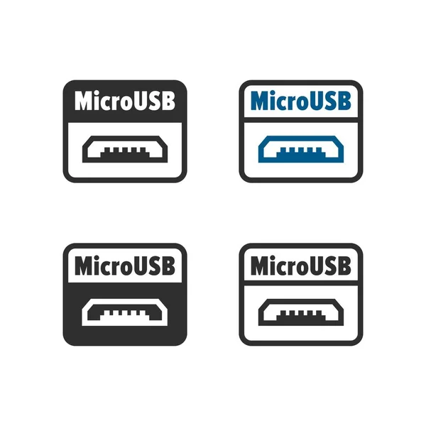 Ícone Micro Usb Conjunto — Vetor de Stock