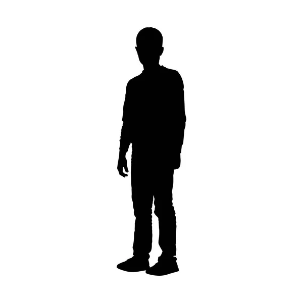 Stehender Junge Teenager Silhouette — Stockvektor