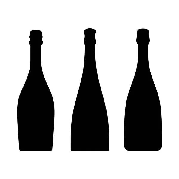 Tres Formas Diferentes Botellas Champán Vector — Archivo Imágenes Vectoriales