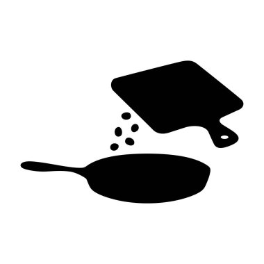 Yemek tahtadan tavaya dökülüyor - Vektör