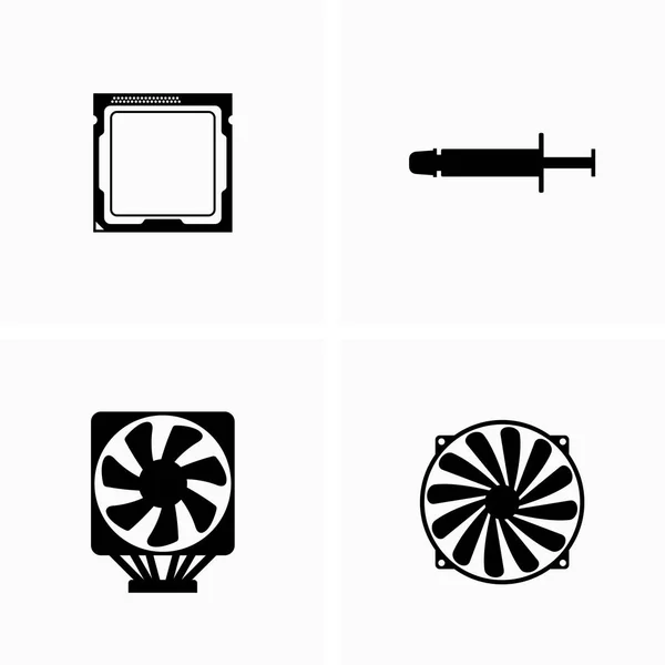 Processeur Avec Ventilateur Refroidissement Graisse Thermique Vecteur — Image vectorielle