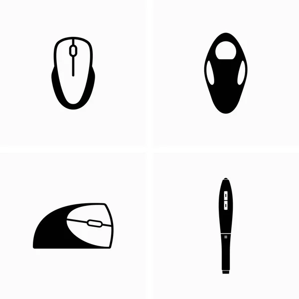 Different Types Shapes Computer Mice Stylus Vector — Stock Vector