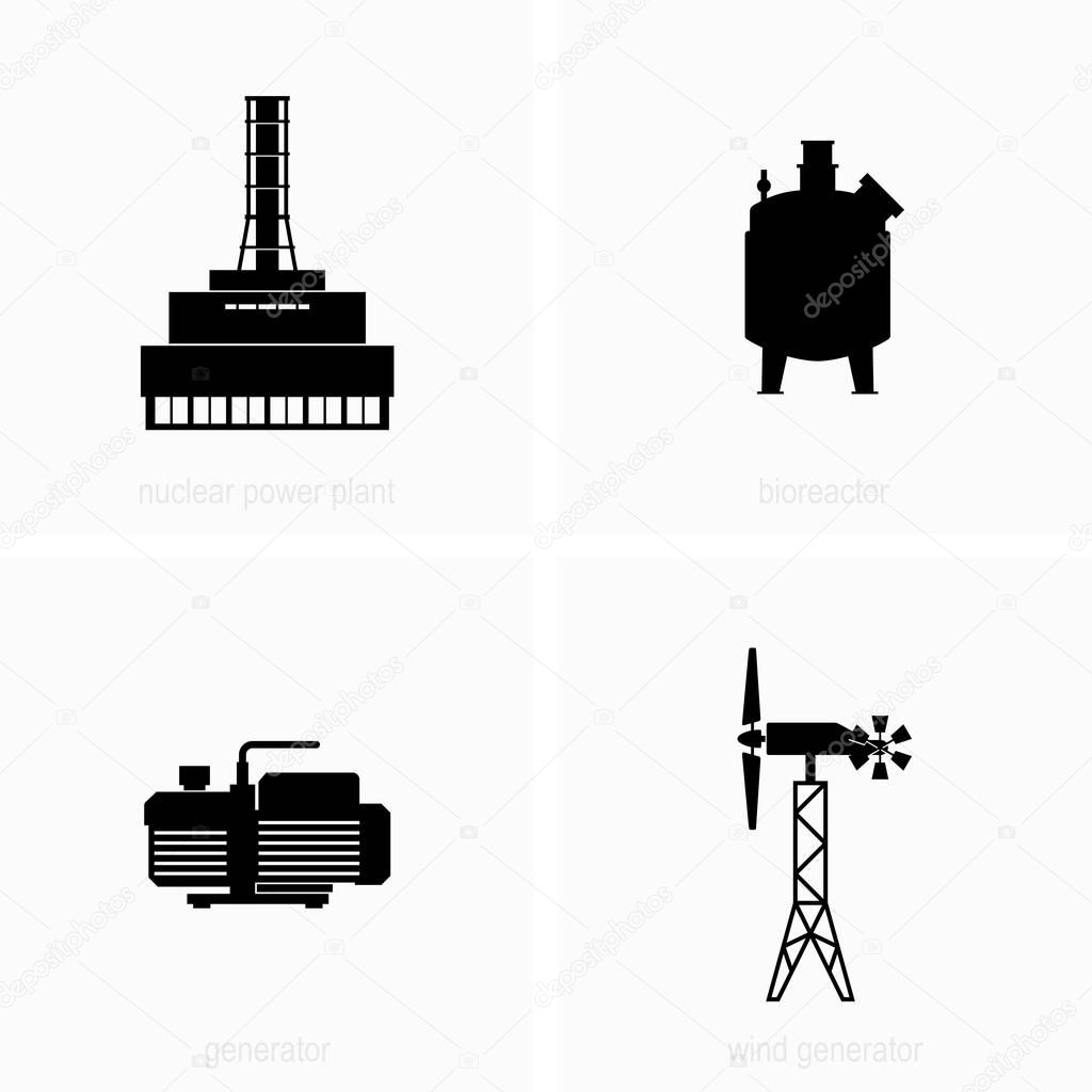 Electricity generation stations - Vector