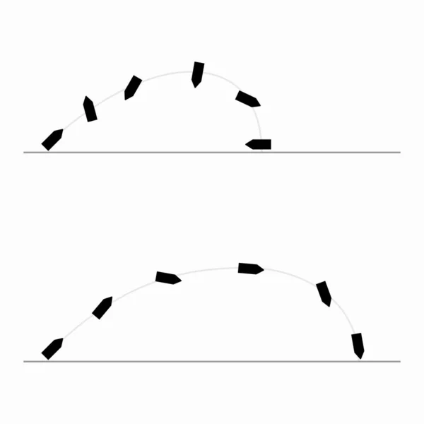 Artillery Shell Precession Motion Patterns Non Rotating Rotating Shell — ストックベクタ