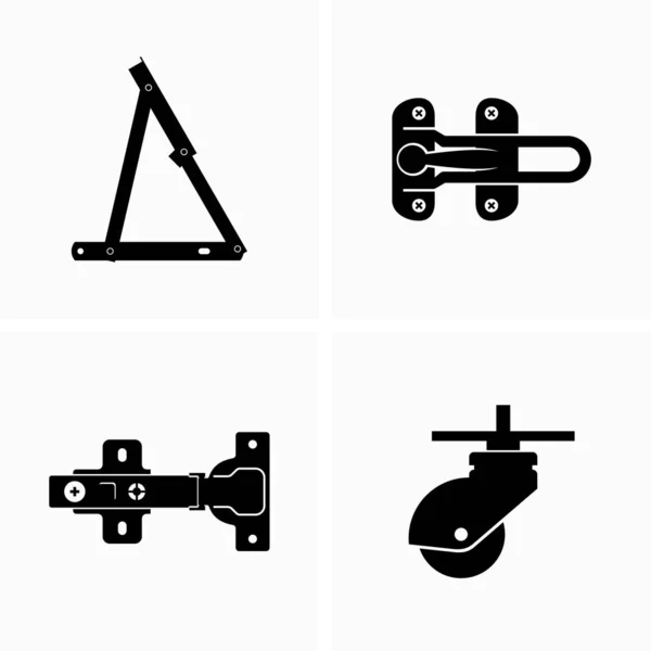Furniture Fittings Hardware Accessories Connection Details — Stock Vector