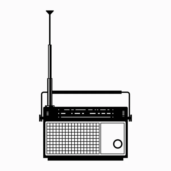 Altmodischer Tragbarer Radioempfänger Mit Antenne — Stockvektor