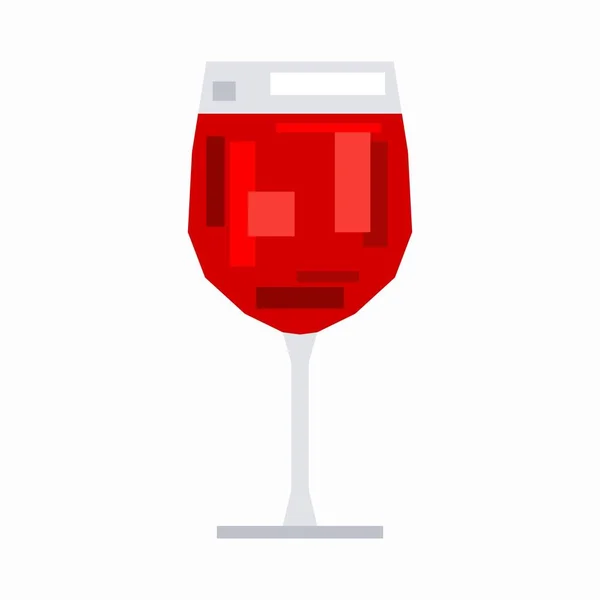 Bicchiere Vino Rosso Pixel Design Piatto — Vettoriale Stock