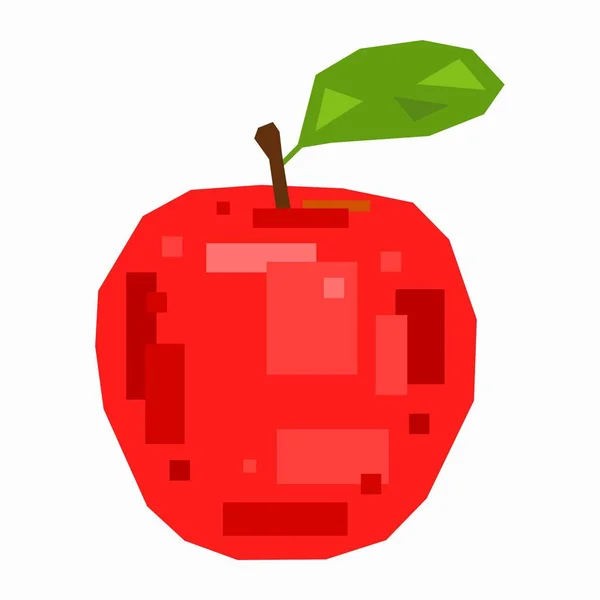 Red Apple Pixel Flat Design — Stock Vector