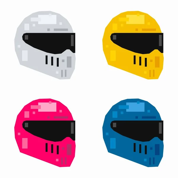 Casque Moto Pixel Design Plat — Image vectorielle