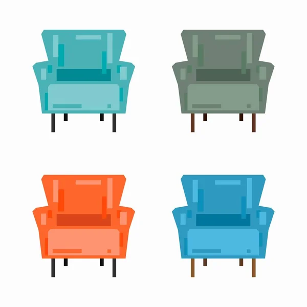 Comfortable Armchair Pixel Flat Design — Stock Vector