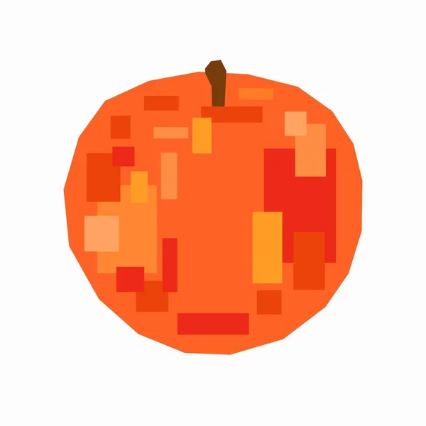 Fruit Pêche Pixel Design Plat — Image vectorielle