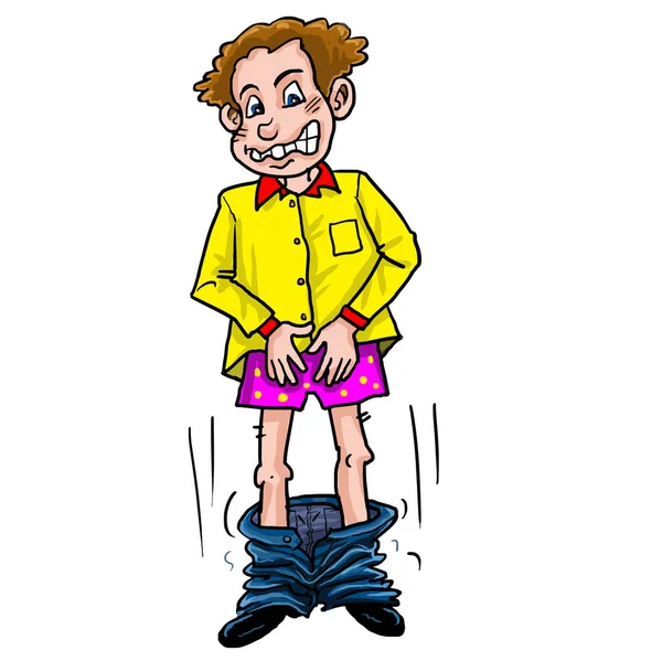 Blague Dessin Animé Embarrassé Homme Perd Son Pantalon — Image vectorielle