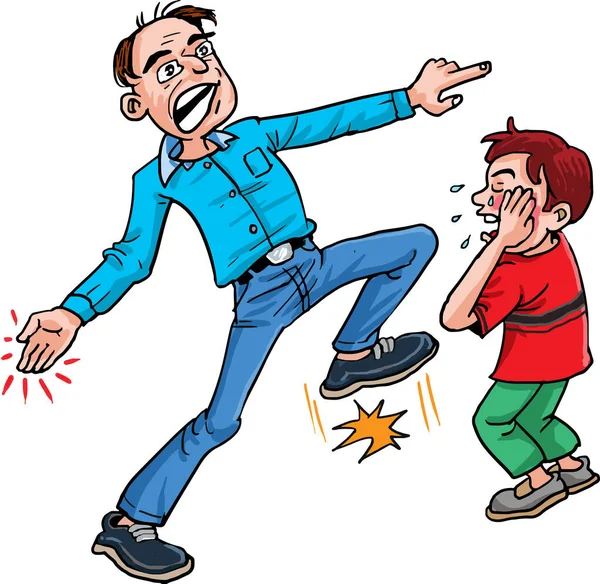 Angered Father Slaps His Boy — Stock Vector
