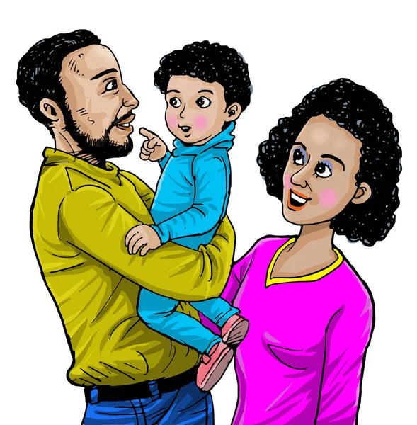 Familia Africana Americana Con Bebé — Archivo Imágenes Vectoriales