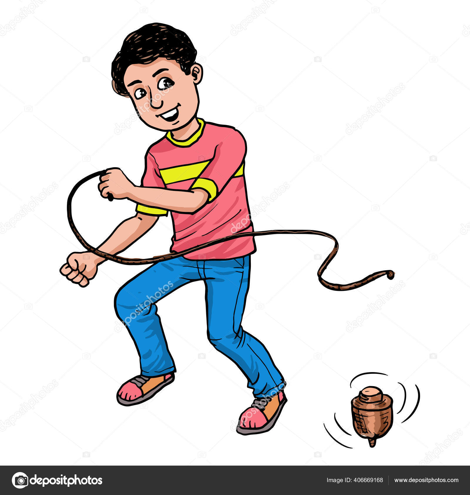 Niño Jugando Yoyo De Jugar Chico Jugar Spinning Tops Vector De