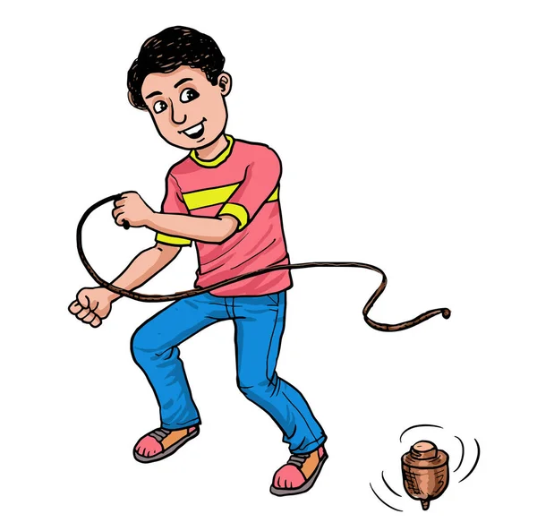 Çocuk döner top oynuyor.