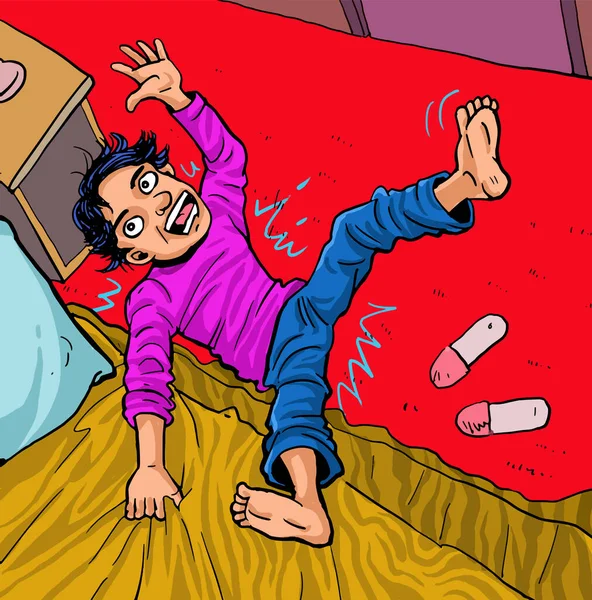 Çocuk yataktan düştü.