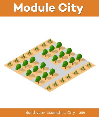 Bir şehir şehir çöl doğal peyzaj izometrik görünümü