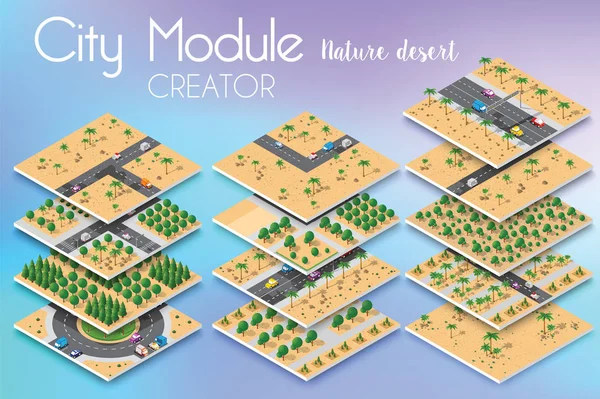 City Module Creator Concetto Isometrico Business Delle Infrastrutture Urbane Paesaggio — Vettoriale Stock